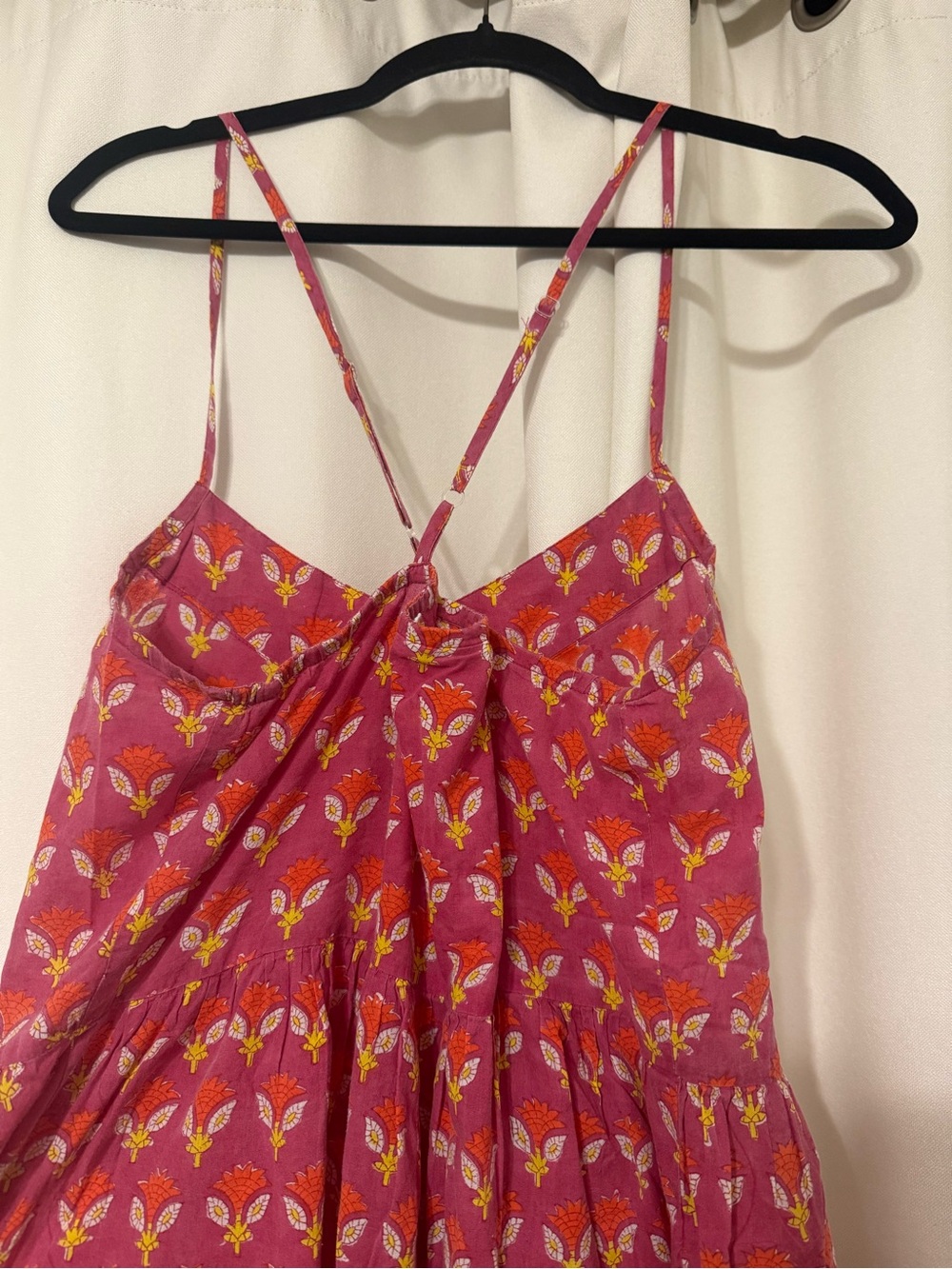 SZ Blockprints 100% Cotton Tiered Midi Bohemian Dress with Straps Size M - Picture 7 of 8